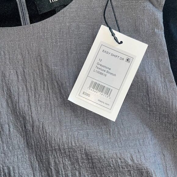 Theory Greystone Sleeveless Shift Dress in Stretch Viscose-Blend Size 12 New - Picture 9 of 12